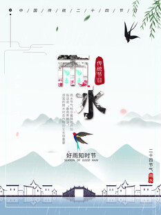 雨水节海报展板素材