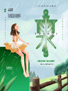 雨水节海报展板素材