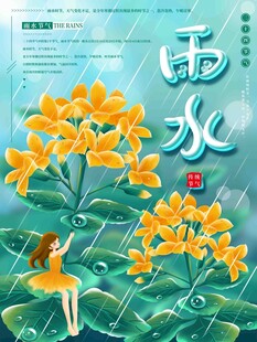 雨水节海报展板素材