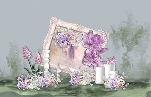 户外粉紫色莫奈花园风婚礼