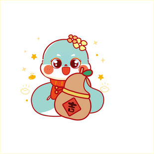 蛇年卡通插画图片素材设计葫芦