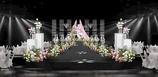 粉色布幔水晶婚礼