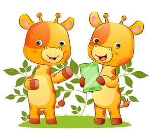 长颈鹿公园展示平板电脑