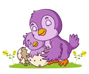 鸟拥抱来自破裂鸡蛋婴儿