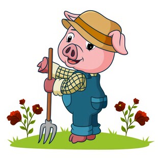 中土地叉子农夫猪