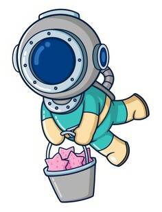 中坐大鱼钩上潜水员