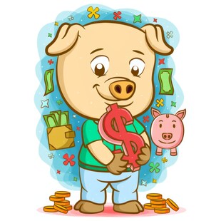 猪大美元符号周围有钱