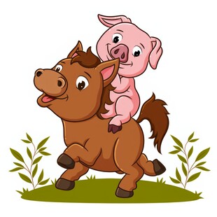 猪马一起玩耍