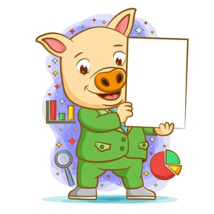 猪使用绿色套件空白板进行演示