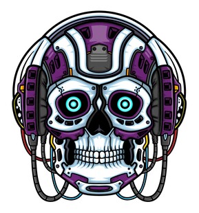 紫色骷髅头机器人吉祥物人物