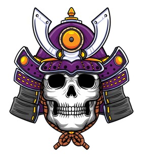 紫色骷髅武士面具日本武士传统盔