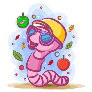 紫色蠕虫墨镜黄色帽子