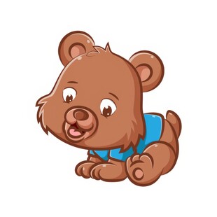 棕色皮毛熊是用蓝色衬衫试图