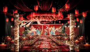 红色大气中式婚礼