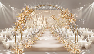 香槟色梦幻城堡婚礼效果图