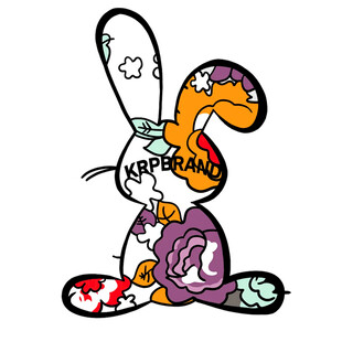 卡通英文兔印花图案设计