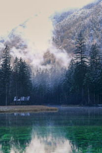 冬季山水树林
