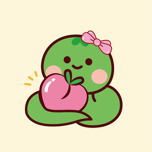 蛇宝宝头插画卡通小青蛇