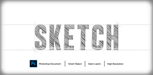 铅笔草图可编辑艺术字效果