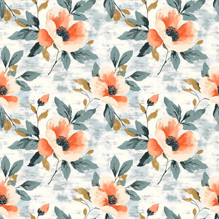 水彩斑驳花卉四方连续