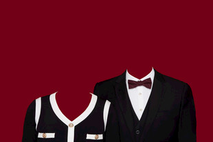 黑色结婚证件照