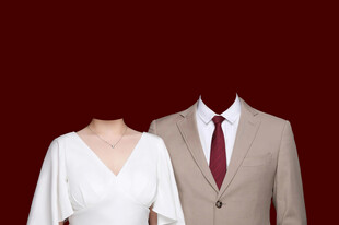 白色礼服传统结婚证件照