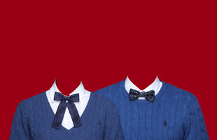 蓝色结婚证件照