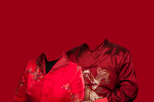 红色服饰结婚证件照