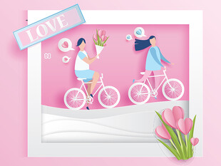 粉色情人节插画
