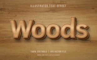 木头纹理效果EPS字体样机