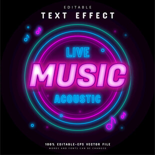 音乐节霓虹灯效果EPS字体样机