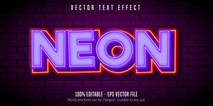 霓虹灯效果EPS字体样机