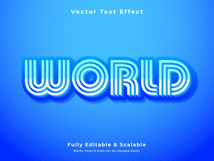 蓝色动感3D立体艺术字效果