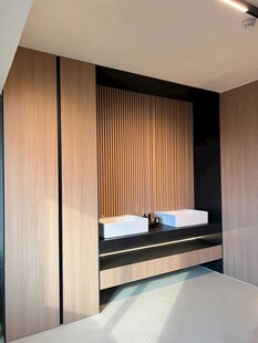 围合高级感装修木作厨房餐边柜子