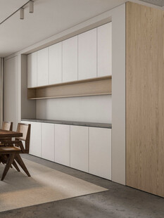 围合高级感装修木作厨房餐边柜子