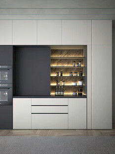 围合高级感装修木作厨房餐边柜子