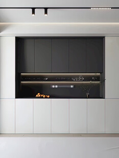 围合高级感装修木作厨房餐边柜子