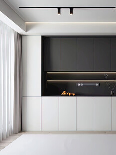 围合高级感装修木作厨房餐边柜子