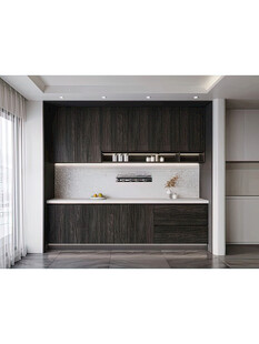 围合高级感装修木作厨房餐边柜子