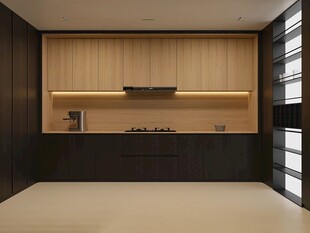 围合高级感装修木作厨房餐边柜子