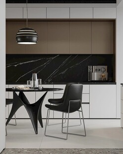 围合高级感装修木作厨房餐边柜子