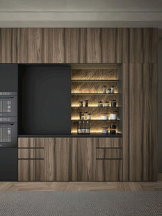 围合高级感装修木作厨房餐边柜子