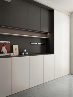 围合高级感装修木作厨房餐边柜子