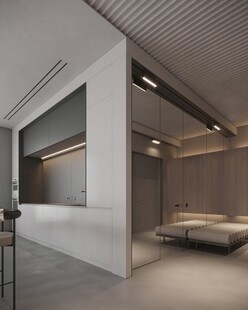 围合高级感装修木作厨房餐边柜子