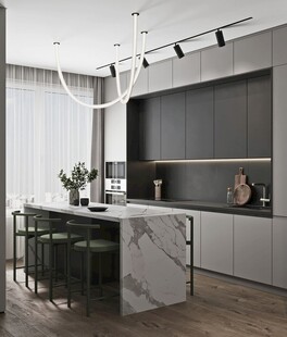 围合高级感装修木作厨房餐边柜子