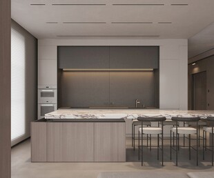 围合高级感装修木作厨房餐边柜子