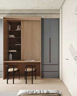 围合高级感装修木作厨房餐边柜子