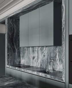 围合高级感装修木作厨房餐边柜子