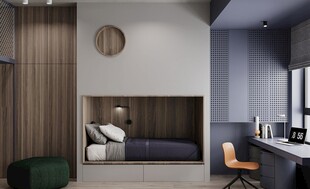 围合高级感装修木作厨房餐边柜子