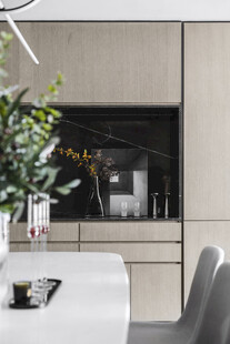 围合高级感装修木作厨房餐边柜子